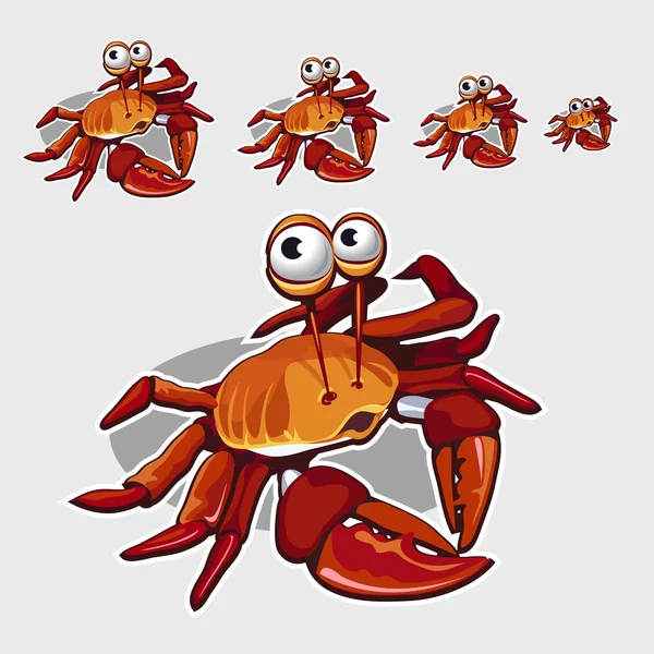 Funny red crab with big eyes, icon for your design — Stock Vector