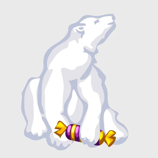 White bear met snoep, vectorillustratie — Stockvector