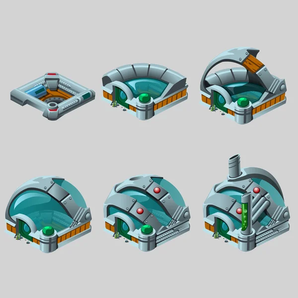 Estación para la producción de aire, seis iconos — Archivo Imágenes Vectoriales