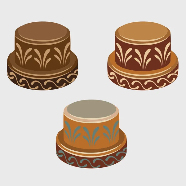 Carretes de símbolos africanos, tres iconos vectoriales — Vector de stock