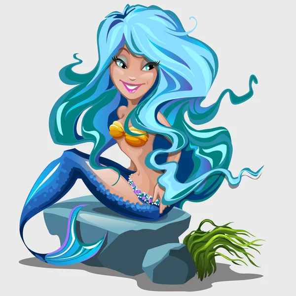 Sweetheart sirena con pelo azul y maquillaje — Archivo Imágenes Vectoriales