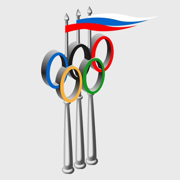 Panneau olympique et drapeau russe — Image vectorielle