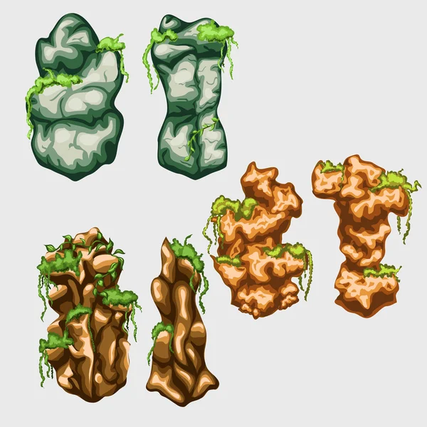 Πράσινο και κίτρινο υποβρύχιο βράχια με φύκια — Διανυσματικό Αρχείο