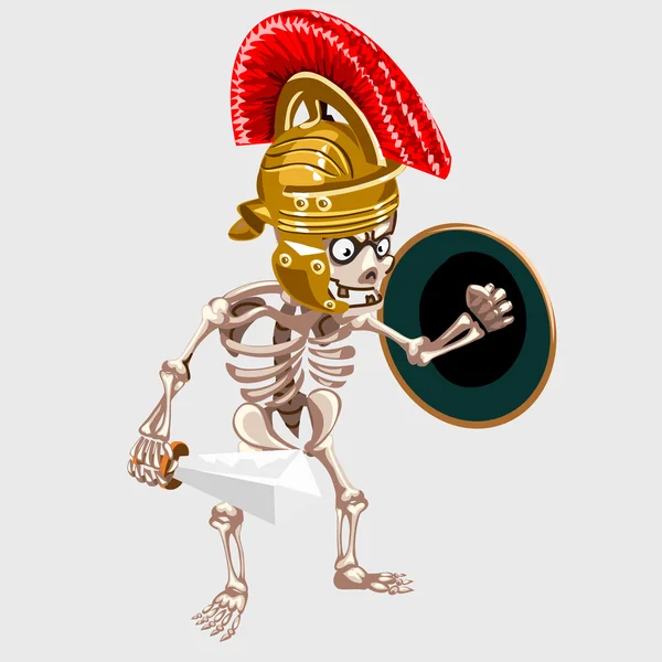 Cavaleiro esqueleto com espada e escudo — Vetor de Stock
