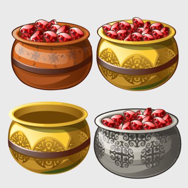 Yakut ile altın, gümüş ve kil pot