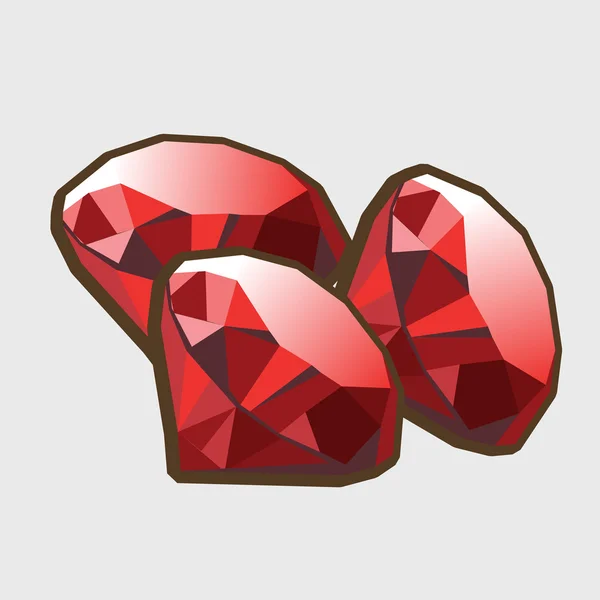 Drie steen ruby closeup — Stockvector
