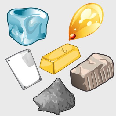 Altın, cevher ve diğer malzemeler Icons set