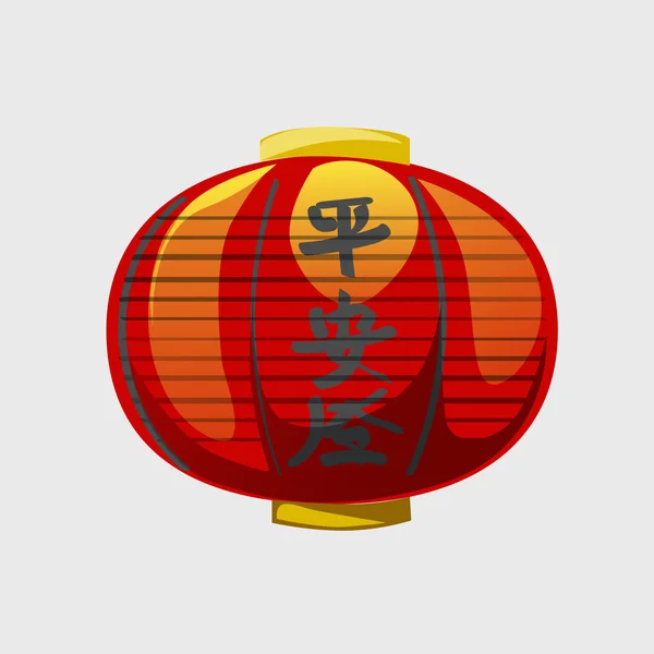 Klassieke rode Chinese lantaarn met tekens — Stockvector