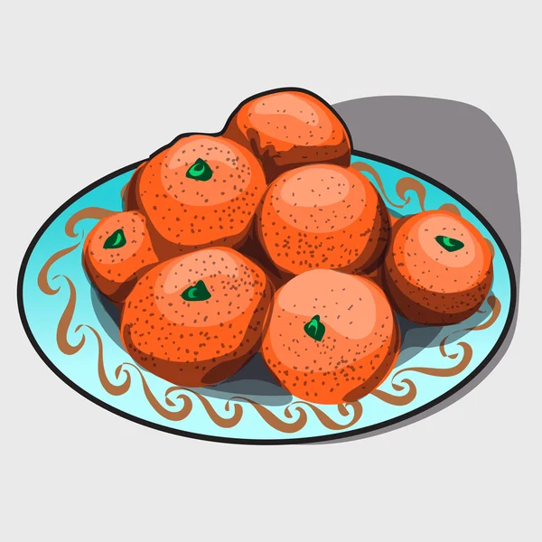 Pilha de tangerinas em uma chapa — Vetor de Stock