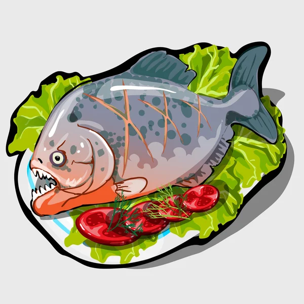 Yemek pişmiş balık ve sebze, simge closeup ile