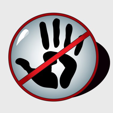 Dur işaretini sağ elinde siyah baskı