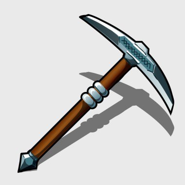 Kirk closeup with wooden handle, vector icon clipart