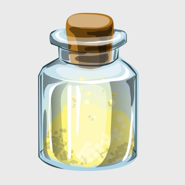 Sarı tozu ile kapalı şişe