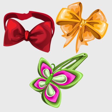 Kelebek, kravat ve saç tokası şeklini aksesuarları