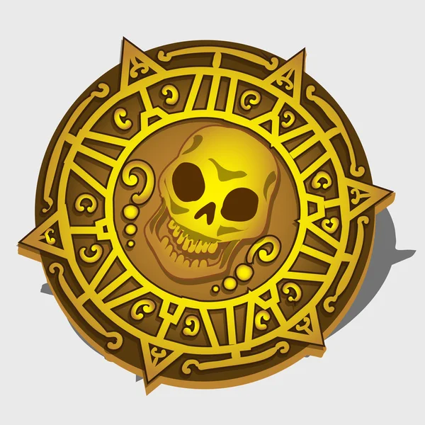 Medallón pirata dorado con símbolo del cráneo — Archivo Imágenes Vectoriales