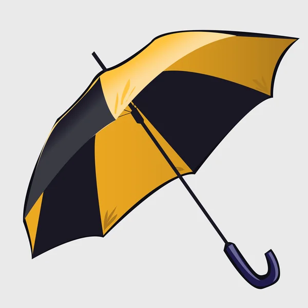 Parapluie ouvert classique noir et jaune — Image vectorielle