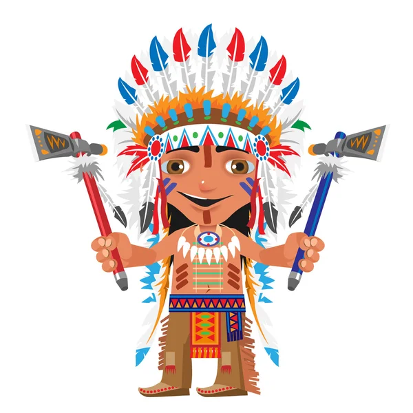 Cartoon fictional character - Indian with axe — Stock Vector