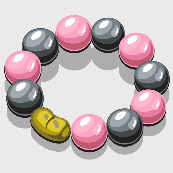 Bracelet with black and pink pearls — Stock Vector
