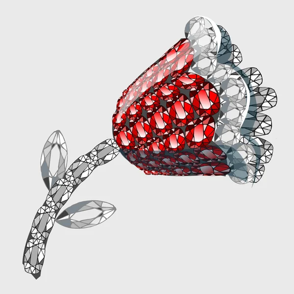 Fiore di pietre preziose rubini e diamanti — Vettoriale Stock