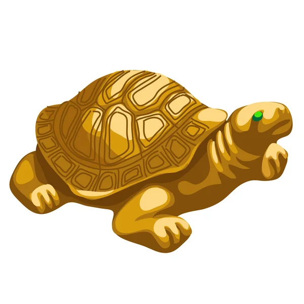 Figura tortuga dorada con ojos esmeralda — Vector de stock