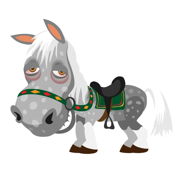 Caballo manchado gris, estilo de dibujos animados de animales — Vector de stock