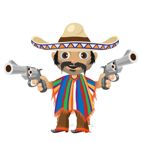 Fiktionale Zeichentrickfigur - fröhlicher Mexikaner — Stockvektor