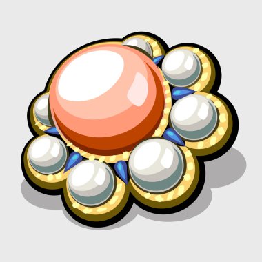 Vintage tarzı içinde beyaz ve pembe İncili broş