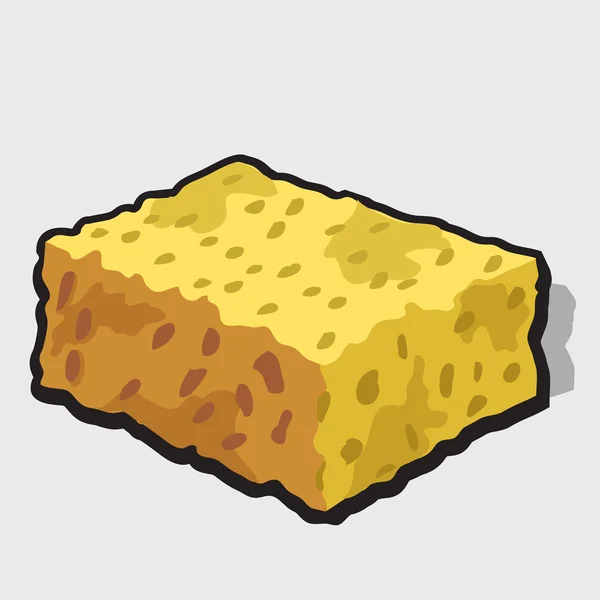 Pieza cuadrada de queso amarillo con agujeros — Vector de stock