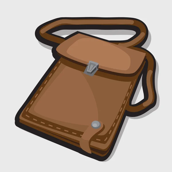 Bolso marrón cuero Vintage — Vector de stock