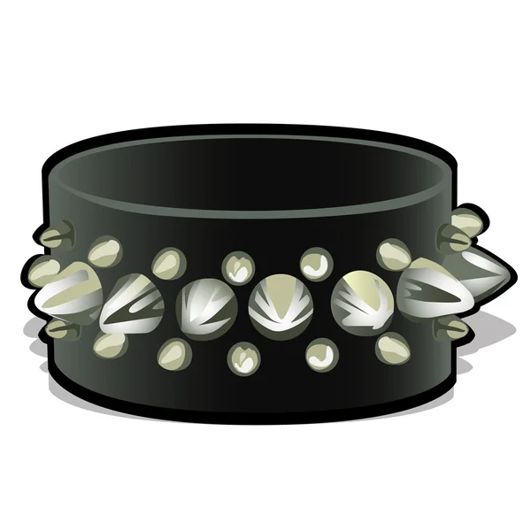Μαύρο δερμάτινο βραχιολάκι με αιχμές μετάλλου — Διανυσματικό Αρχείο