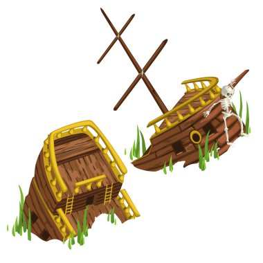 Enkaz gemi, ön bölümü ve arka parça