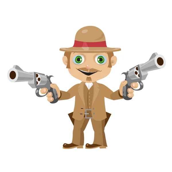 Elegante hombre con armas, carácter en estilo vintage — Vector de stock