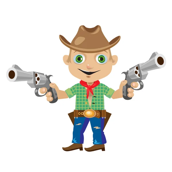 Uomo con due pistole in stile selvaggio West — Vettoriale Stock
