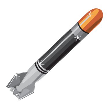 Ballistic missile closeup on white background clipart