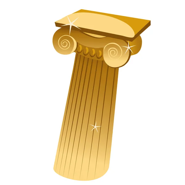 Columna única griega dorada en estilo de dibujos animados — Vector de stock