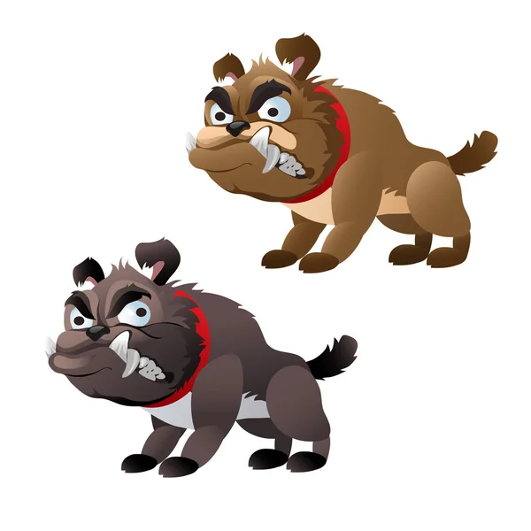 Two evil toothy dog, vector series animals — Stock Vector