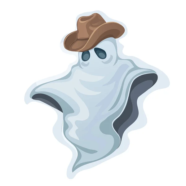 Klasszikus fehér szomorú szellem egy cowboy kalap — Stock Vector
