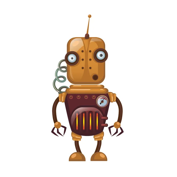 Παλιό παιδικό παιχνίδι ρομπότ με ελατήριο και κεραία — Διανυσματικό Αρχείο