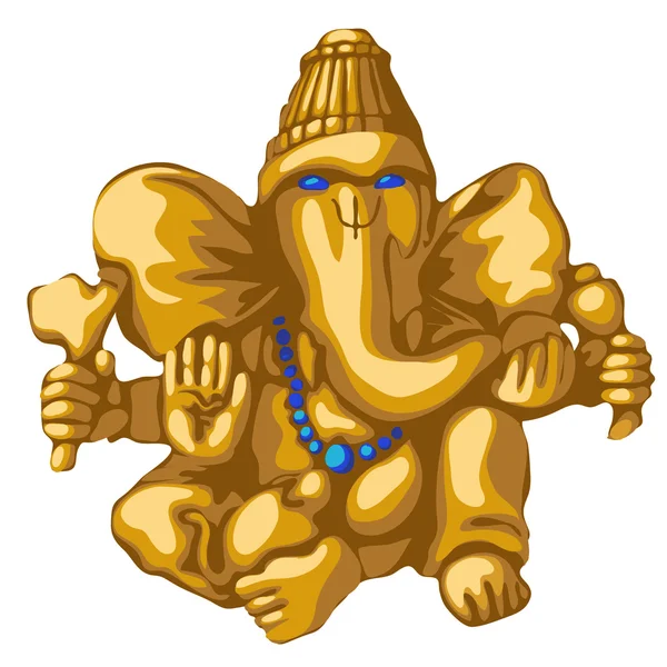 Statuia de aur a lui Ganesha, simbol religios — Vector de stoc