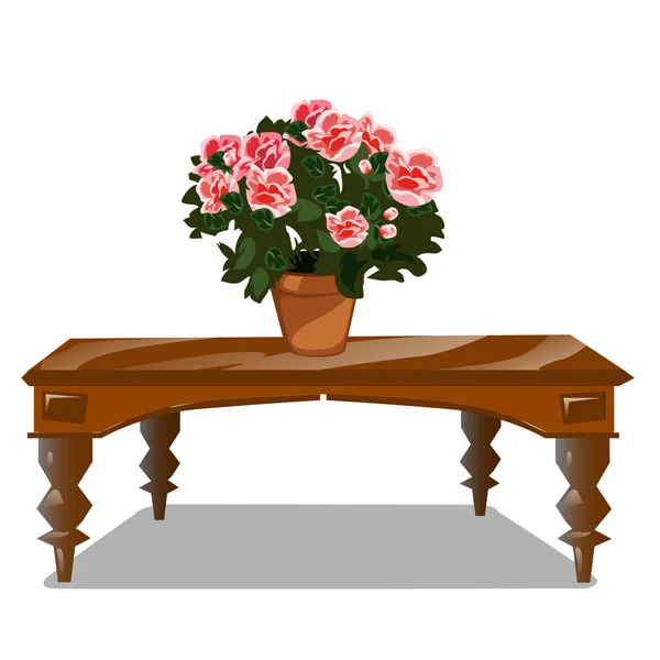 Mesa de madera clásica con ramo de flores — Vector de stock