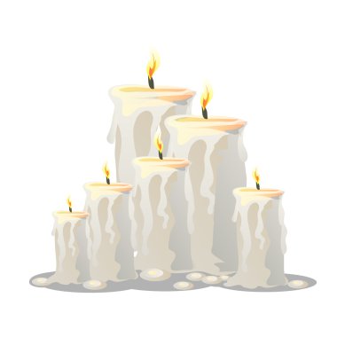 Beyaz Mum yanan bir fitil ile vektör ayarla