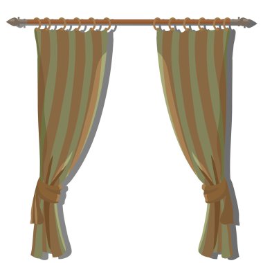 Mutfak perdeleri çıkıntıya yeşil çizgili