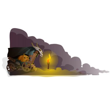 Kabak ve Buffalo kafatası ile ahşap sepeti