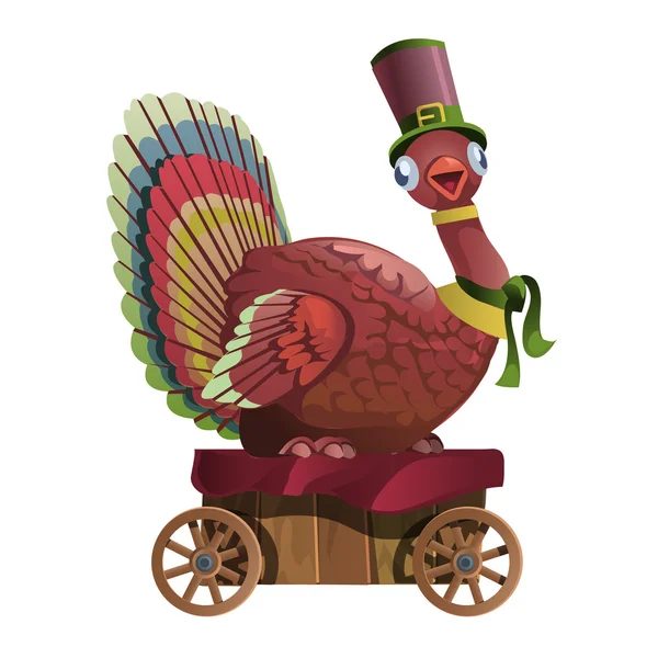 Circus bird riding in a cart. Vector illustration — Stock Vector