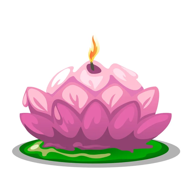 Рожева свічка у формі квітки лотоса — стоковий вектор