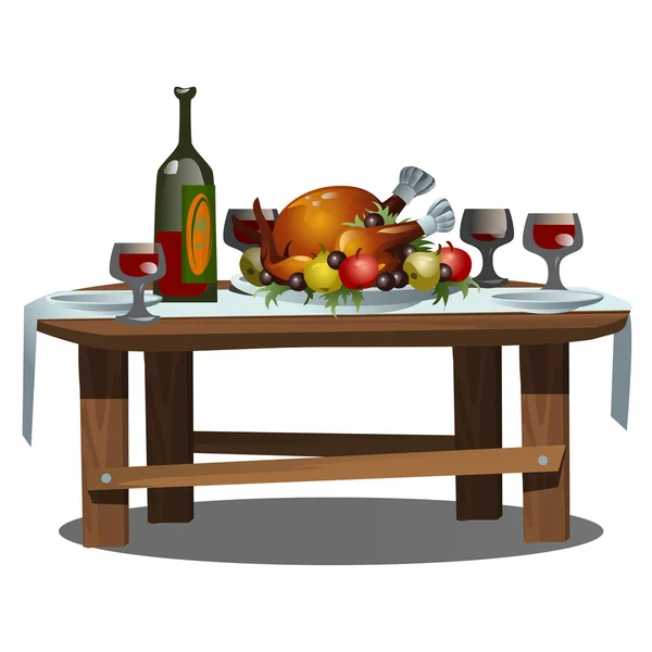 Festliga bord med mat och alkohol — Stock vektor