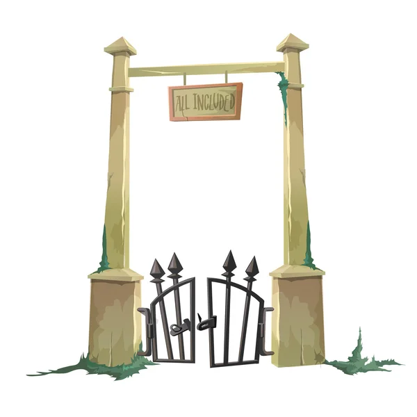 Puerta al viejo cementerio hackeada — Vector de stock