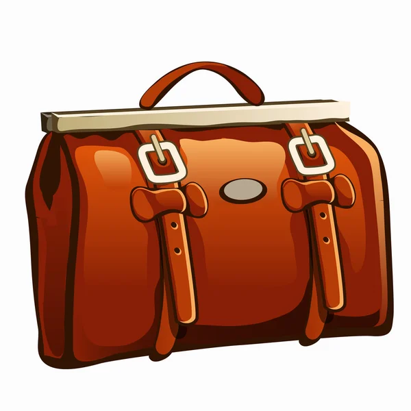 Vintage brown leather handbag closeup — Stock Vector