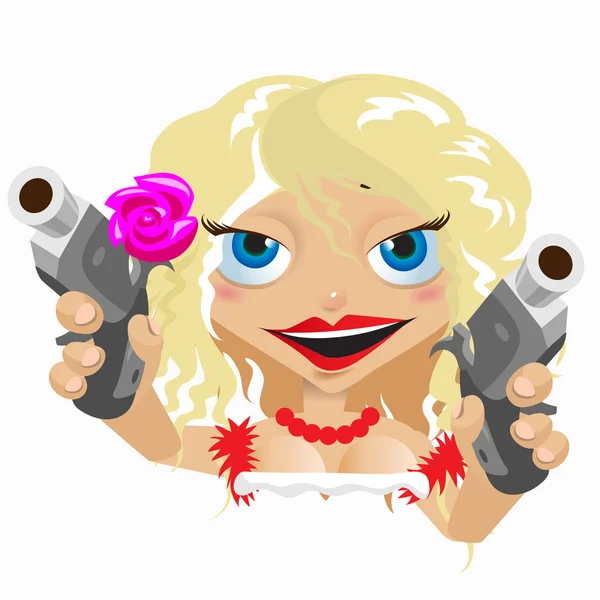 Beauté fille avec des armes dans Wild West — Image vectorielle