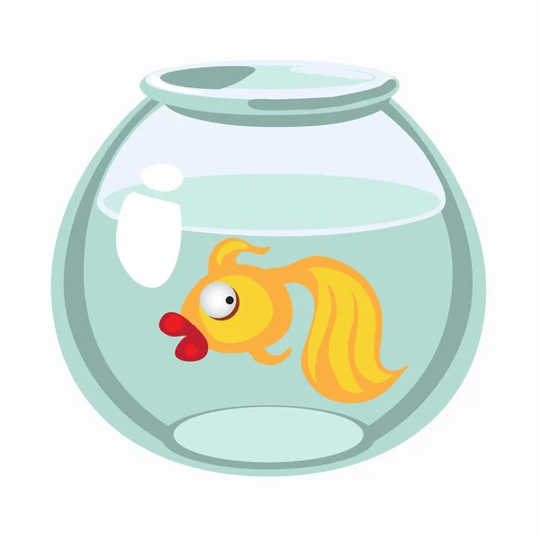 Cartoon gyllene fiskar i akvarium — Stock vektor